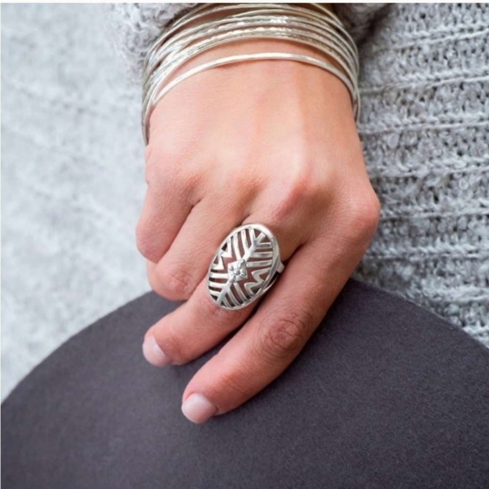 HTF Silpada .925 Sterling Silver Geometric Cut Out Statement Ring R3548 - Picture 6 of 6